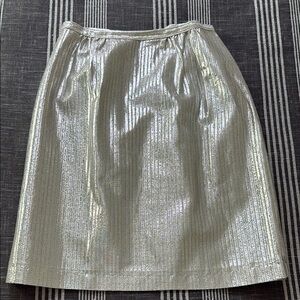 Silver Ribbed Knee-Length Pencil Skirt for Cocktail